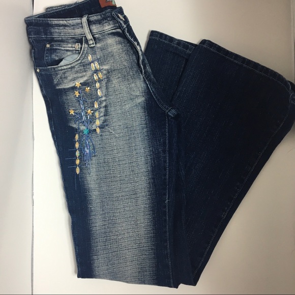 Silver Kiss Bootcut Embellished Embroidered Stone wash… - Picture 6 of 8